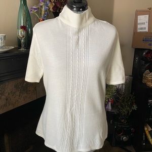 Cream Short Sleeved Mockneck Sweater